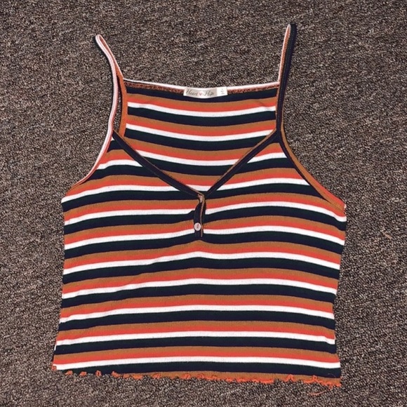 Tilly's Tops - Striped, cropped tank top